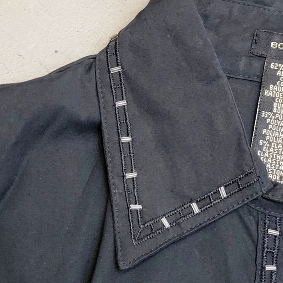 [NWOT] Black Bead/Sequin Elaborate Shirt/Blouse Snap Button Size 4 BCBG MAXAZRIA - Picture 9 of 12